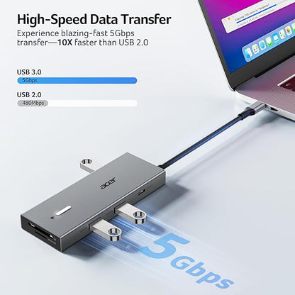 Acer USB C Docking Station Dual Monitor with 2 HDMI, 9-in-1 Laptop Docking Station with 4K@60Hz HDMI, USB A&C 3.0, SD/Micro SD, 100W PD, USB C Dock Compatible with Acer/Dell XPS/HP/Mac/Surface etc