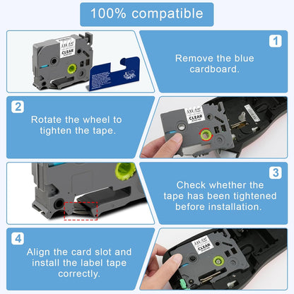 Absonic 10-Pack Tze Tz Label Tape Clear Compatible for Brother Tze-131 Tze131 Tz-131 Tz131 P Touch Tape 12mm 0.47" Black on Clear Label Maker Tape 1/2 inch Laminated for PTD220 PTD210 PTD200 PTH110