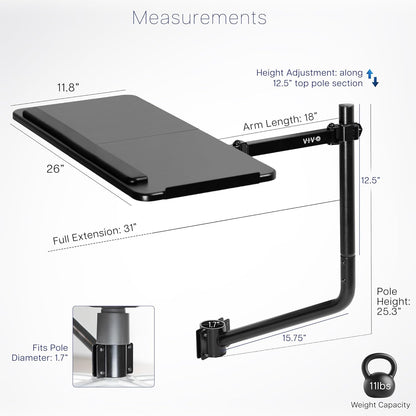 VIVO Office Chair Mounted 26 x 12 Inch Keyboard and Mouse Tray, Ergonomic Tilt, Full Motion 360 Degree Rotation, Black, MOUNT-KB08C