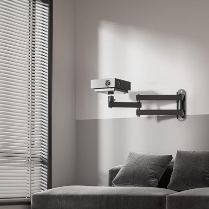 WALI Foldable Projector Wall Mount Universal Adjustable Wall Projector Mount Aluminum Alloy Projectors Stand,1/4" M4 M6 Screw Size,(1330LM-PM), Black