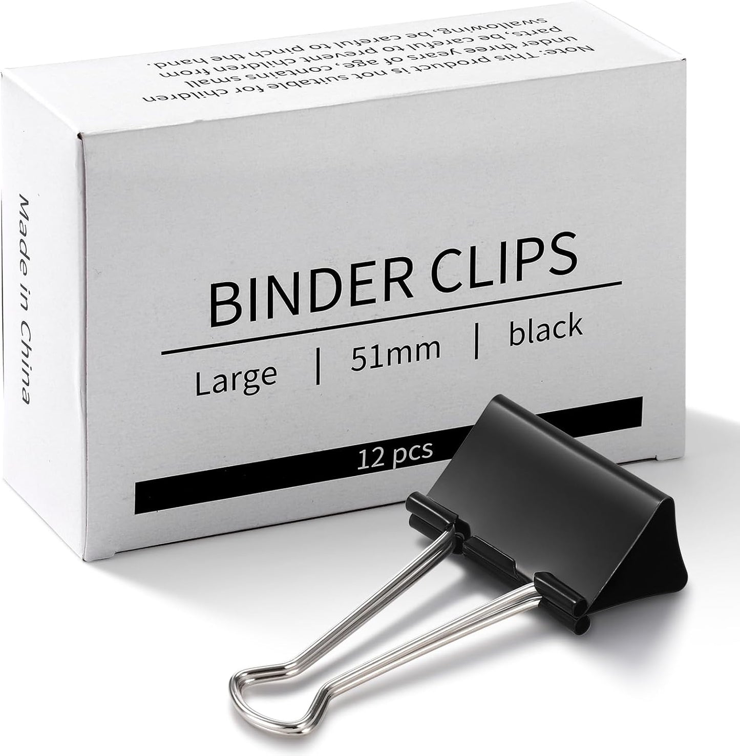 Eclirgan 1.9-Inch Large Binder Clip with Heavy-Duty/Folding/Rust-Resistant,48-Pack Thick Metal Office Clip in 4 Boxes,Black Paper Clamps for School/Outdoor Use/Office/Home