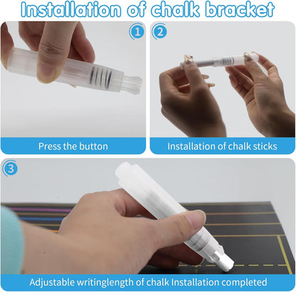 70PCS White Dustless Chalk with 6 Holders & Eraser – Non-Toxic Bulk Chalk Set for Blackboards, Perfect for School, Office, and Home Use.