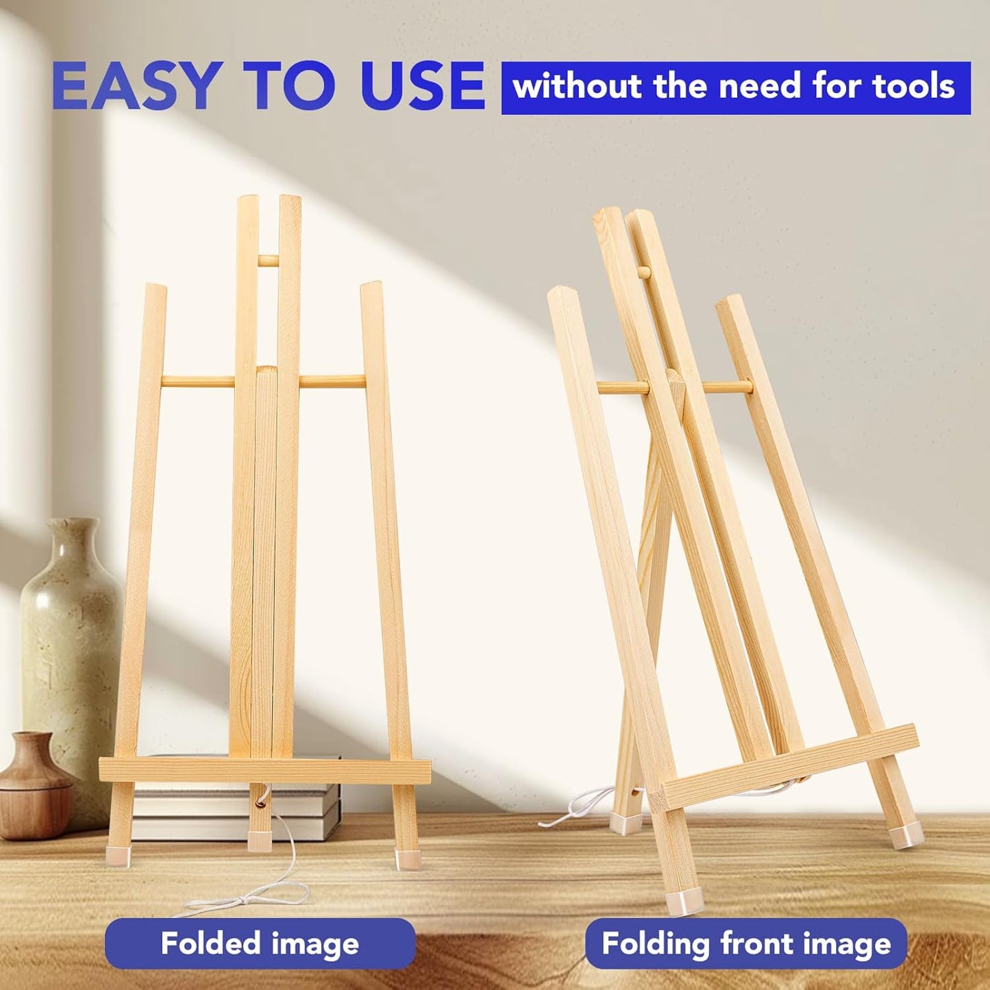 AROIC 15In Wood Easels, Easel Stand for Painting Canvases, Tripod Art Easel, Painting Party Easel, Kids Student Tabletop Easels for Painting, Portable Canvas Photo Picture Sign Holder （16PCS）