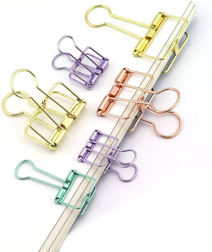 40-Pack Multi-purpose Metal Wire Binder Clip Set,20pcs 2.25 Inch & 20pcs 1.57 Inch Paper Metal Clips,for Home Office Supplier School Accessories - Gold