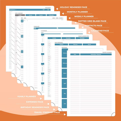 IN-LUXPRO Weekly Monthly 2026 Planner (Jan.26-Dec.26),8.5"x6.5",12 Months Agenda Plan with Month Tabs & Pocket,Expenses/Note Pages, Appointment Book Calendar with Hardcover Vegan Leather Cover,Orange