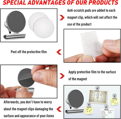 FINDMAG 12 Pack Magnetic Clips for Picture Hanging and Photo Display, Ideal for Fridge, Graduation Picture Display and Picture Holders, Strong Scratch-Free Magnet Clips for Kitchen, Office, Home