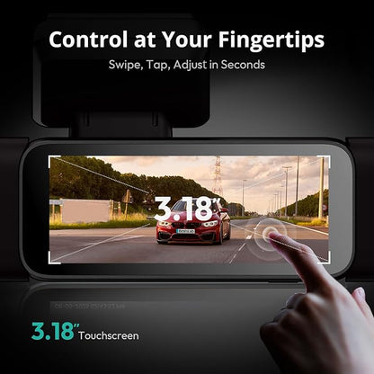 BOTSLAB 3K 4 Channel Dash Cam, 560° All-Sides View, Front and Rear Inside Car Camera with 3.18”Touch Screen, Dash Camera 24/7 Parking Mode, Built-in GPS 5.8GHz WiFi Voice Control, Free 128GB Card