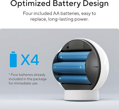 Dot 2K QHD Wireless Smart Security Camera, 170° Wide Angle, AI Human Detection, 2 Way Audio, Night Vision, Free 7 Day Cloud Storage, Indoor/Outdoor, 2.4Ghz Only