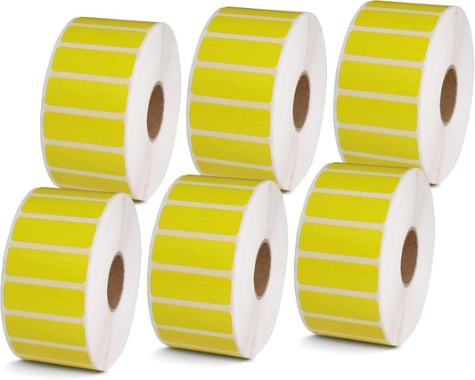 BETCKEY - 1.5" x 0.5" File Folder & Address Labels Compatible with Zebra & Rollo Label Printer,Premium Adhesive & Perforated[Yellow, 6 Rolls, 14100 Labels]