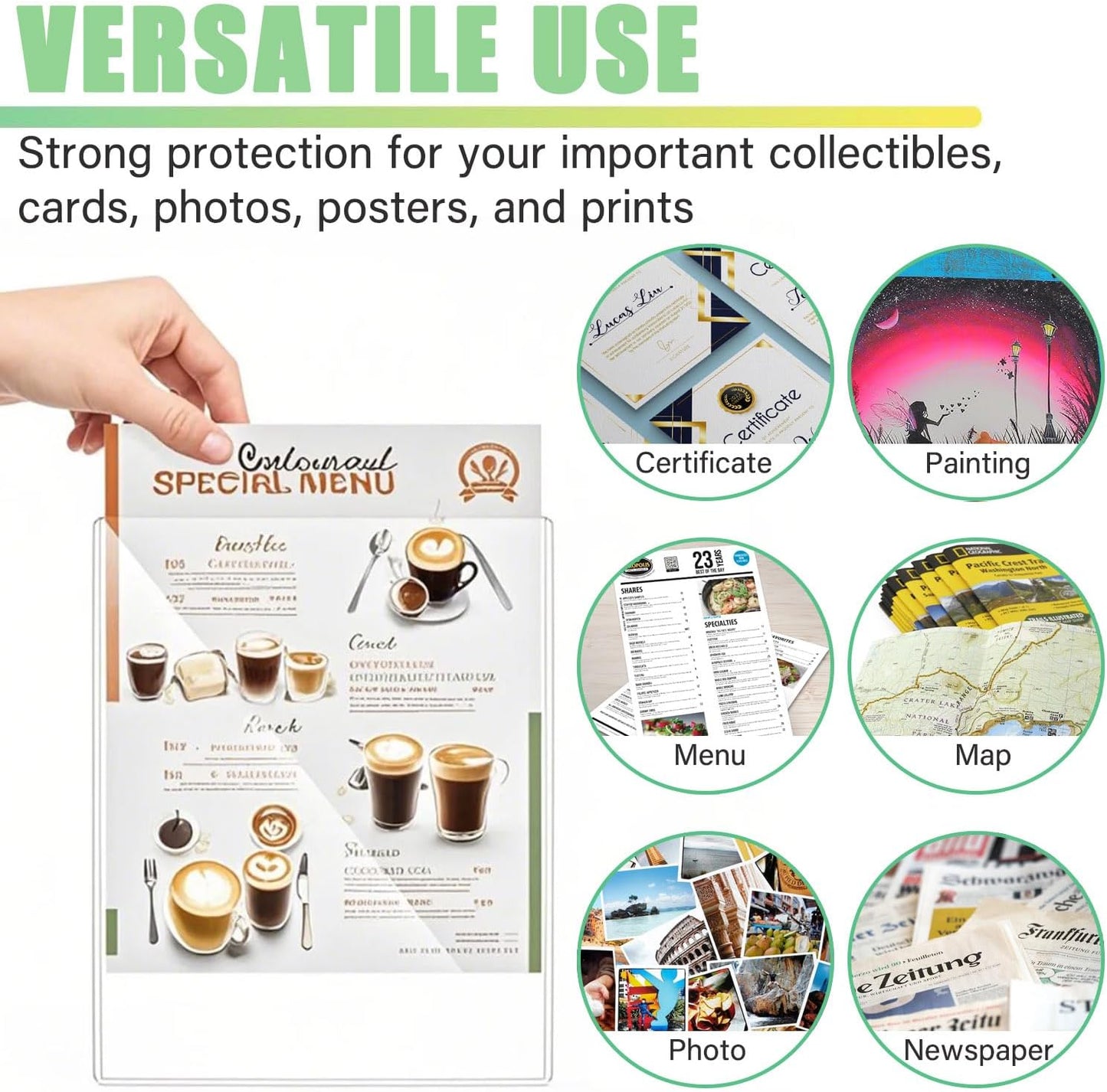 12PCS 5" x 7" Clear Rigid Card Sleeves – Waterproof Hard Plastic Protectors for Postcards, Prints, Photos, Trading & Sports Cards – Top Load Jumbo Sheet Holders