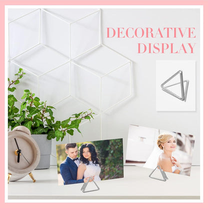 100 Pcs Triangle Shape Table Number Holders - Wedding & Party Mini Name Card Holders - Silver