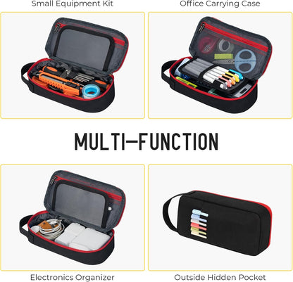 ECHSRT Big Pencil Case, Aesthetic Portable Zipper Pencil Bag with Hidden Pocket, Special Pouch for Men Women Adults, Stationery Organizer Pen Cases for Office Travel,Black