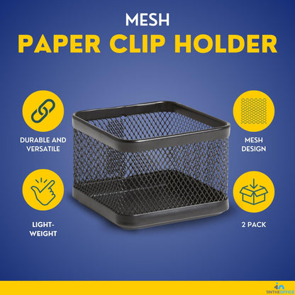 1InTheOffice Mesh Paperclip Holder For desk, Paperclip Holder Desk Accessories Holder(2 Pack)