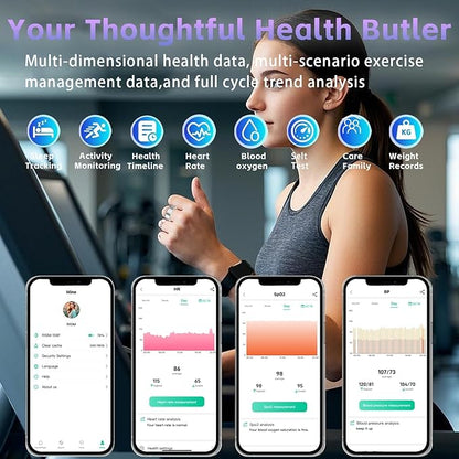 Smart Ring for Women – Fitness Tracker Ring with Heart Rate, SpO2, Blood Pressure, Sleep Monitoring, Step & Calorie Counter, No Subscription Fee, iOS & Android Compatible (Silver, 12)