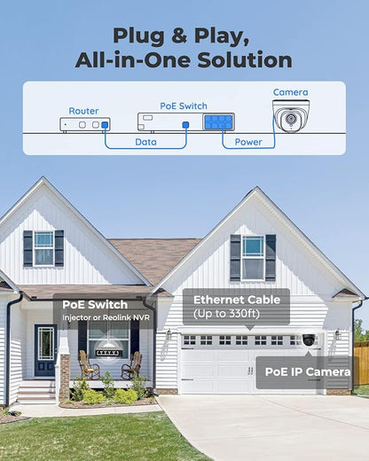 REOLINK 5MP PoE Camera for Home Security, Surveillance Outdoor Indoor, Support 512GB SD Card, Human/Vehicle/Pet Detection, Work with Smart Home, 100ft IR Night Vision, Time-Lapse, RLC-520A(Black)