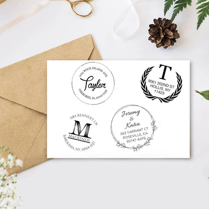 EAQ Custom Stamp Self Inking Return Address Stamp, Personalized Stamp with Text Logo | Business Logo Stamp | Address Stamp | Wedding Stamp