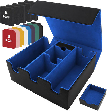 Card Storage Box for Trading Cards, Holds 5 MTG Decks Card Box or 2200+ Cards, Leather Magnetic Closure TCG Storage Box for MTG, YuGiOh, Sports Cards, with 13 Card Dividers & Dice Tray