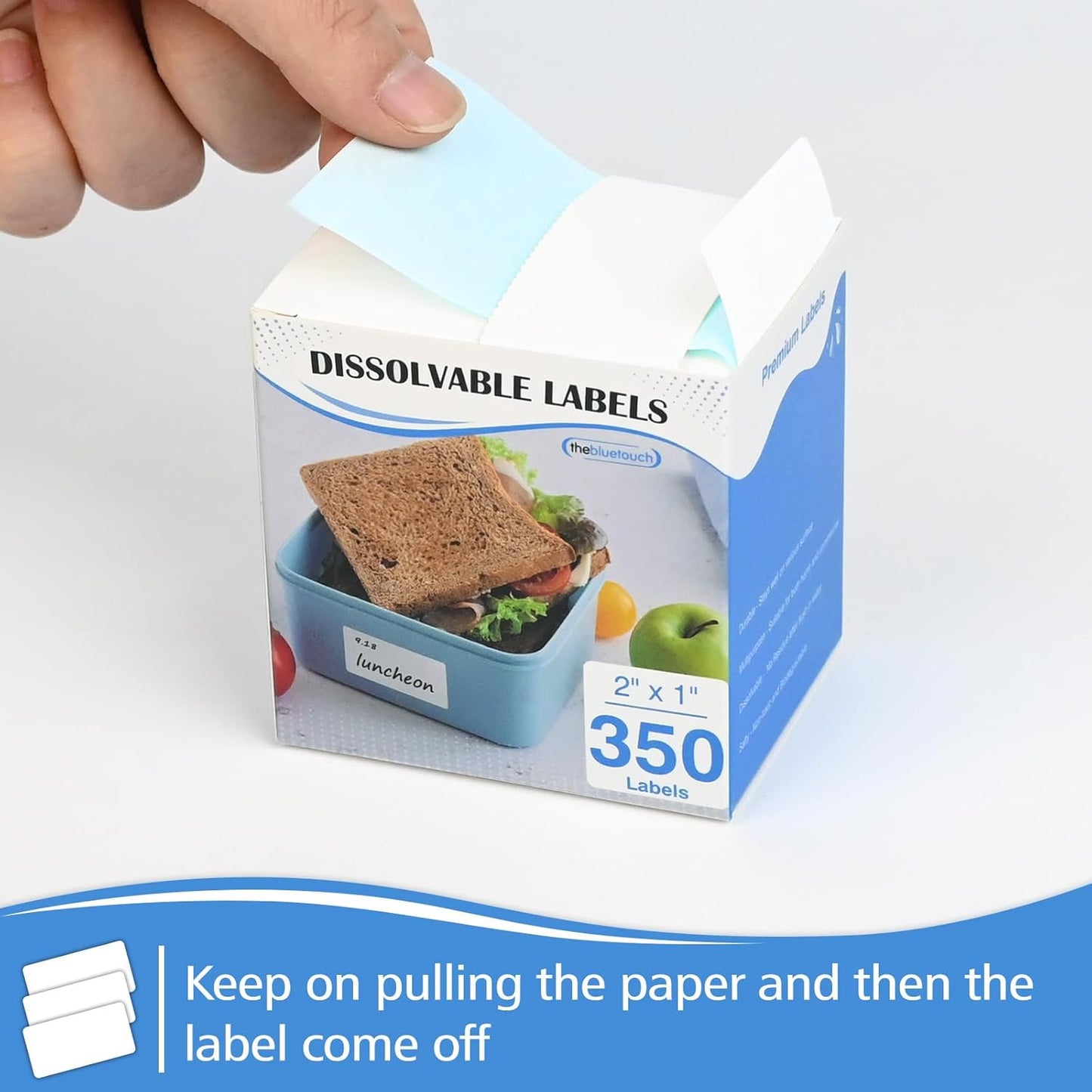 350 Blank Dissolvable Labels 1x2 Inch, White Washable Dissolvable Food Labels for Storage Containers, Canning, Jar, Bin (1 Roll - 350 Stickers)