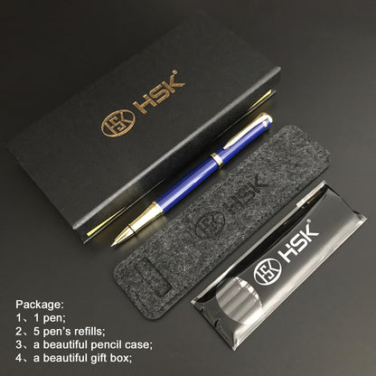 HSK Luxury Ballpoint Pens gift Pen Black Refill Line width 0.5mm,Best Ball Pen Gift Set for Men & Women Professional Executive,Office,Nice Pens Classy Gift Box (Blue)