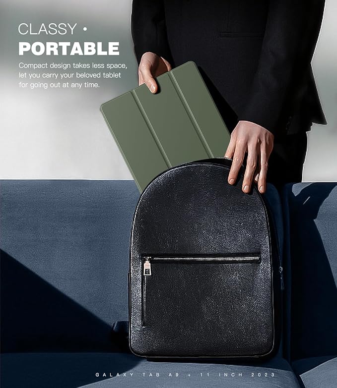 TiMOVO Case for Samsung Galaxy Tab A9+/A9 Plus 11 Inch 2023, Slim Lightweight Stand Hard Back Shell Protective Cover for Galaxy Tab A9+ Tablet SM-X210/X216/X218, Auto Wake/Sleep, Pine Green