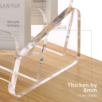 SANRUI Business Card Holder for Desk, Slant Clear Acrylic Desktop Cards Organizer, 2 Tier 4 Slots, Holds 240 Cards