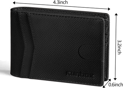 RUNBOX Wallet for Men Slim Rfid Leather 2 ID Window With Gift Box