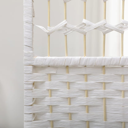 NicBex Room Divider 6 Panel Room Dividers with Woven Paper Design Partition Room Dividers and Folding Privacy Screens 5.6 FT Wall Divider for Office, Room Separation,94.5" W x 0.5" D x 67" H, White