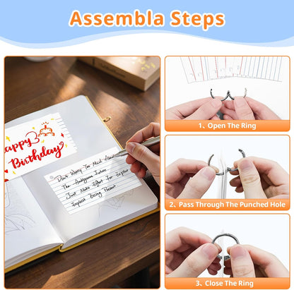 Index Cards 3x5 Inches, 300 PCS, White Flash Cards With Ring, Punched Lined Study Card Ruled Flashcards Notecards, Ruled Front And Blank Back, Note Card for School, College And Home