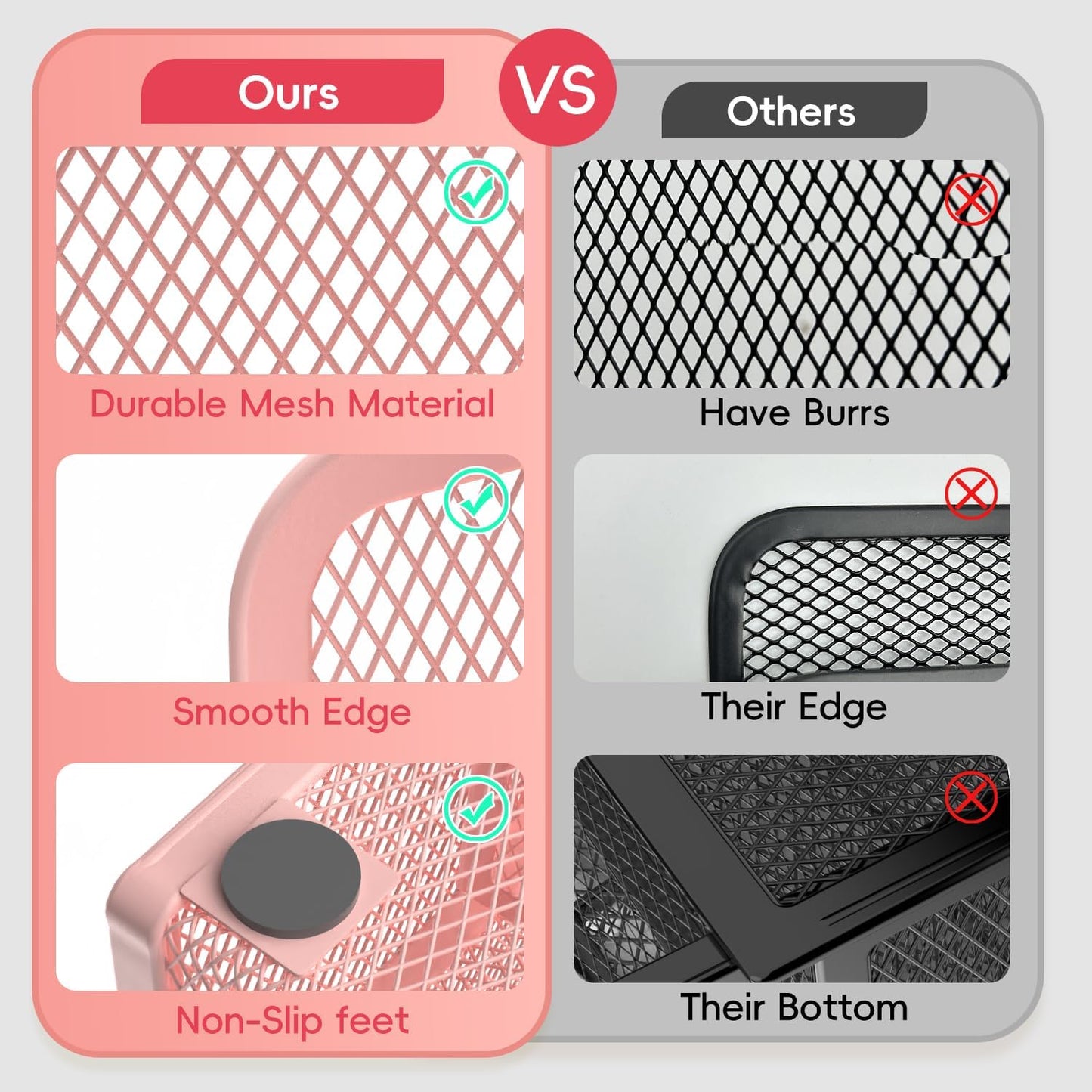 Mesh Pen Organizer for Desk, Multi-Functional Pencil Holder with Drawer Desk Organizers, Large Capacity Storage for School Office Home Supplies (Pink)