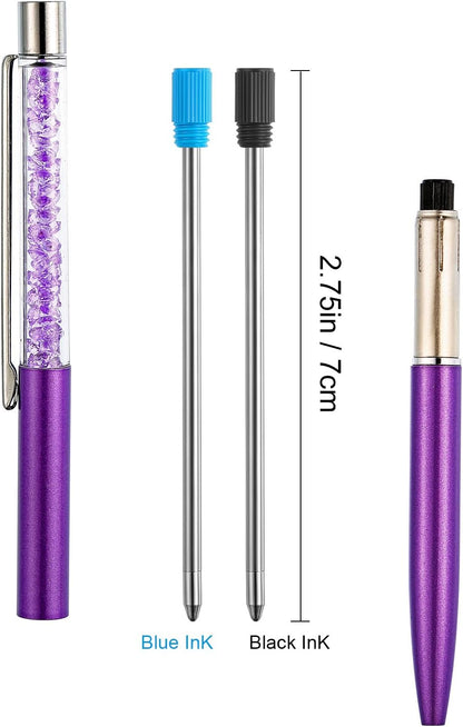 TecUnite 20 Pieces 2.75 Inch Ballpoint Pen Refills for Diamond Crystal Stylus Pens with Black Velvet Bag Supplies(Black and Blue Refill)