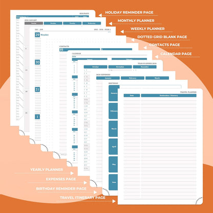 Weekly Monthly 2026 Planner (Jan.26-Dec.26),11.5"x8.5",12 Months Agenda Plan with Month Tabs & Pocket,Expenses/Note Pages, Appointment Book Calendar with Hardcover Vegan Leather Cover,Orange
