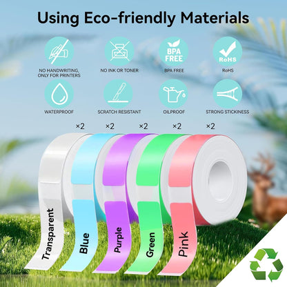 D30 P21 Label Maker Tape Refill 12mm×40mm(0.47"x1.57") Sticker, Laminated Thermal Label Tape Replacement, 1650 Labels/10Rolls, High Definition Labeling Tape for Home Office School Hotel