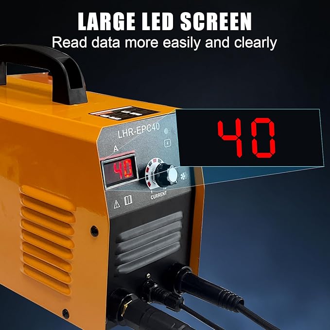 Plasma Cutter, 40 Amps Dual Voltage 110/220V DC Inverter IGBT Machine with LED Display, 1/2 Inch Clean Cut, Portable, Industrial Use