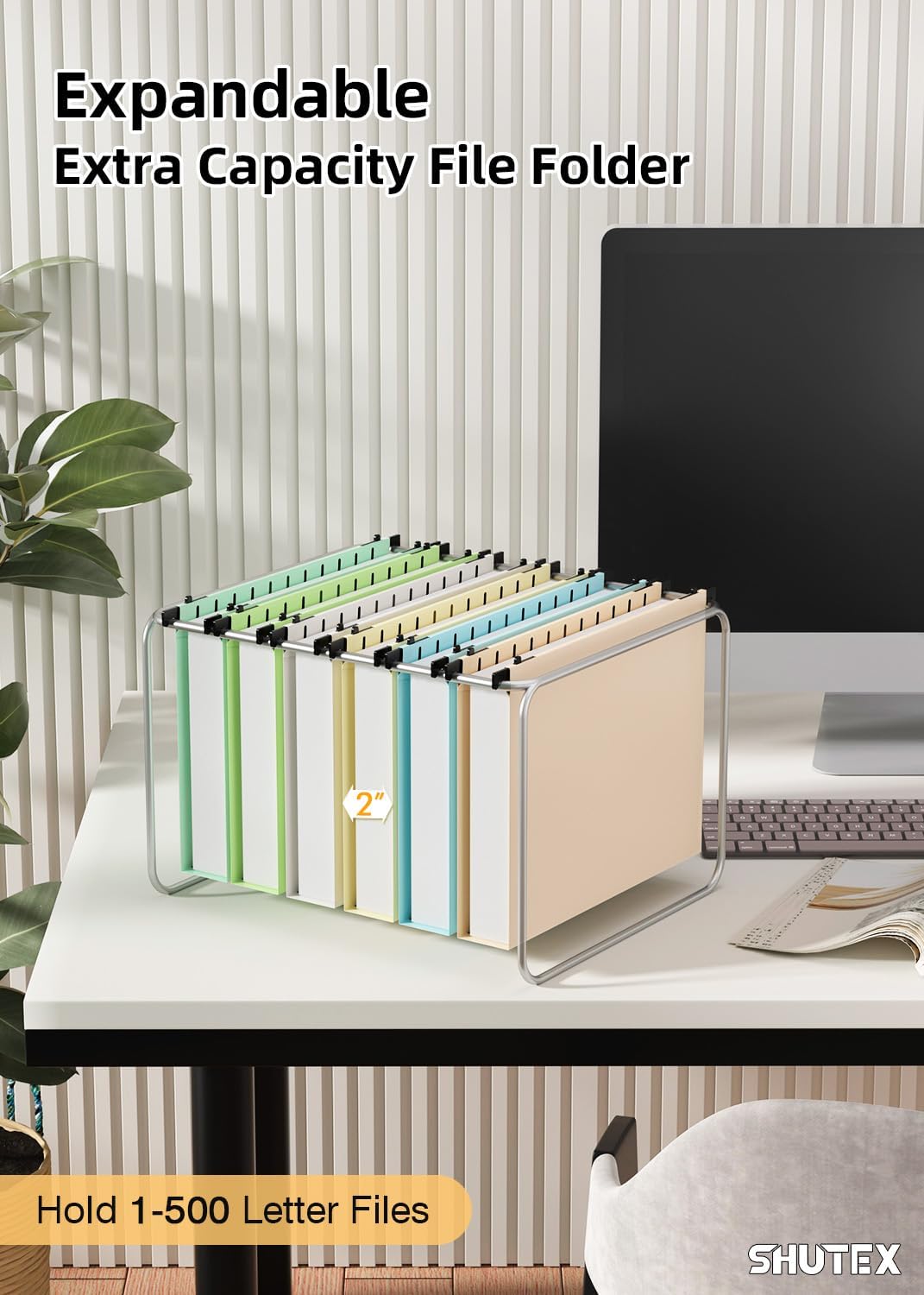 Extra Capacity Plastic Hanging File Folder,12 Pack Reinforced Hang Folders Letter Size,Heavy Duty 2 Inch Expansion,Filing Cabinet Folders,for Bulk Files, Medical Charts, Pastel Colors