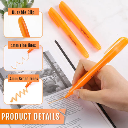 Fuutreo 60 Pack Pastel Highlighters Bulk Bright Color Highlighter Marker Chisel Tip Dry Quickly Safe Highlighter Pens Fluorescent Ink for Adults Home School Office(Orange)