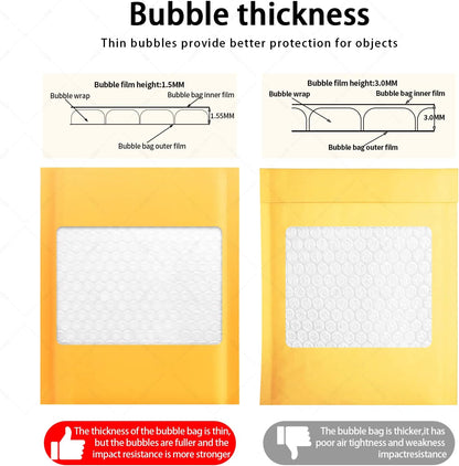 packbabol Kraft Bubble Mailers 8.5x11 Inch 50 Pcs,Small Self-Sealing Mail Shipping Bags,Yellow Padded Envelopes #2