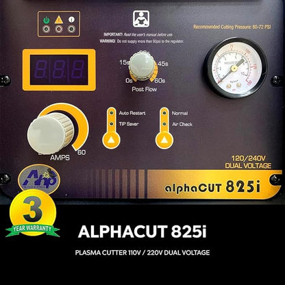 AHP Alpha-Cut 825i Plasma Cutter – 110V/220V Dual Voltage | 60 Amp | Clean Cuts Up to 7/8" | Pilot Arc Torch | Complete Kit Included