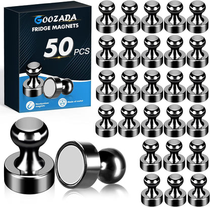 50Pack Fridge Magnets,Black Refrigerator Magnets,Small Magnets for Whiteboard,Strong Fridge Magnet Adults,Push Pin Magnet for Kitchen, Office, Classroom, Locker