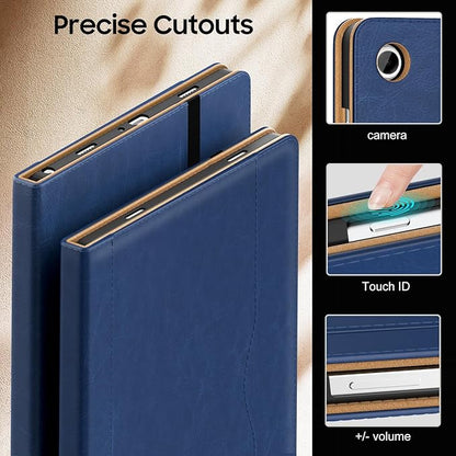 OKP Case for Samsug Galaxy Tab A9+ Plus 11 inch 2024(SM-X210/X216/X218), PU Leather Folio Cover with Multi-Angle Stand//Pen Holder, Auto Wake/Sleep Case for Galaxy A9+ 11" Tablet (Navy Blue)