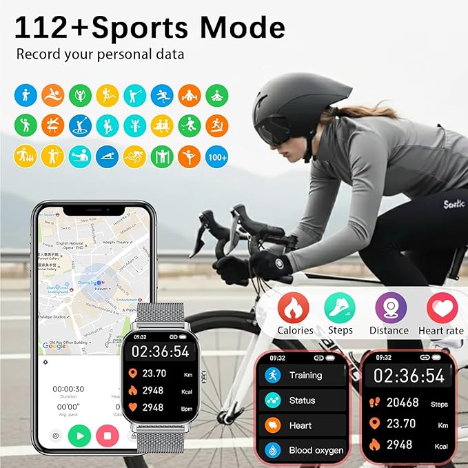 Smart Watch for Women Fitness Tracker: Make Answer Call Waterproof Running Smartwatch Android Phone iPhone Samsung Compatible Digital Mens Watches Pedometer Step Tracker Heart Rate Monitor