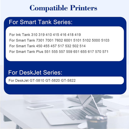 Pristar Compatible with HP 31 32XL Ink Bottle Set Compatible with HP Smart Tank 7301 7001 7602 5000 6001 5101 5102 5103 Plus 651 551 455 457 450 All-in-One Printer (165 ML 32XL Black Ink 100 ML 31 CMY