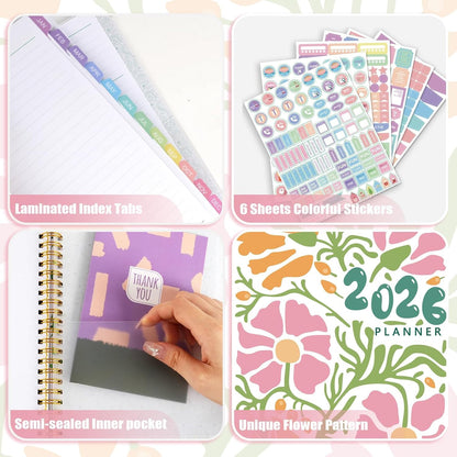 GuassLee 2026 Planner – Weekly & Monthly Planner Organizer from Jan 2026 - Dec 2026, 6.1"x8.4" Daily Agenda Planning Book with Pocket, Stickers & Tabs for Women Students Office, A5 Size