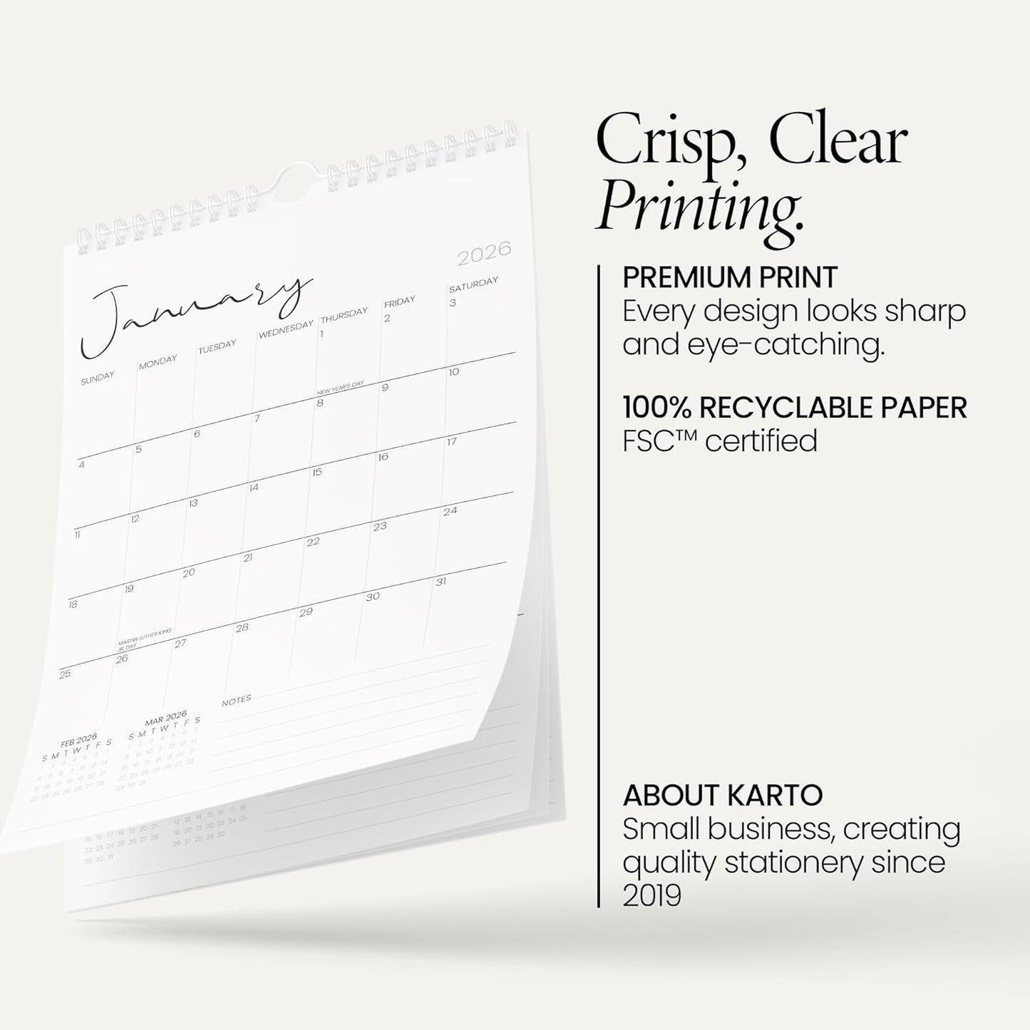 Karto Wall Calendar 2025-2026 - Vertical 11x17 inch July 2025 to December 2026 - Boost Your Productivity and Easy Planning with the Aesthetic Monthly Calendar - Cursive