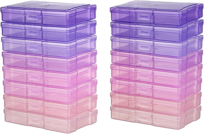 novelinks Photos Organizer 4" x 6" Photo Storage Box with Handle - 16 Inner Photo Cases Photo Box Storage Picture Organizers and Storage (Pink Purple Gradient)