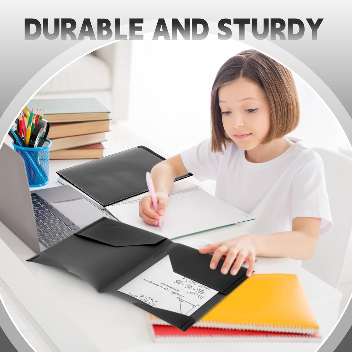 Henoyso 36 Pcs Plastic Folders with Clear Front Pockets Heavy Duty File Folders with 2 Pockets and Card Slot for Student Communication School Office Presentation Report (Black)