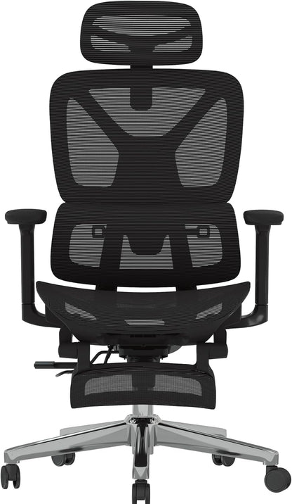 FLEXISPOT ErgoX Premium Ergonomic Office Chair with Footrest- Adjustable 3D Armrests, Dynamic Lumbar Support, Recline & Tilt Function, Mesh Seat, for Home & Office Use,Black