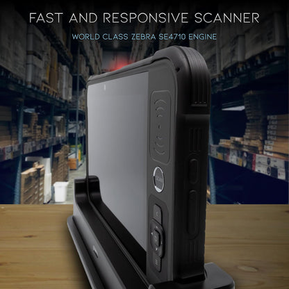 Heavy Duty Android Tablet with Integrated Barcode Scanner, 2D/1D/QR Zebra SE4710 Reader, Android 9, WiFi/GPS/Bluetooth, 8000mAH All-Day Battery (Tablet + Protective Case + Charging Cradle)