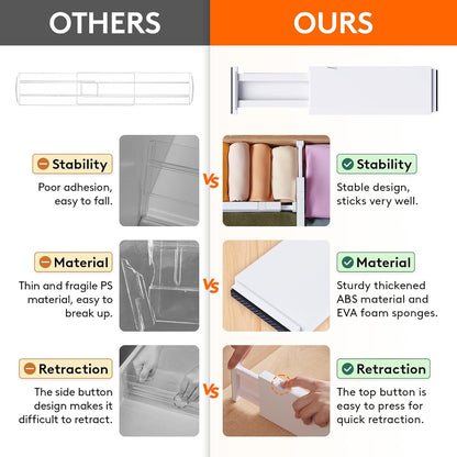 Lifewit 18 Pack Drawer Dividers 4" High, 11-17" Adjustable Drawer Organizers for Clothes, Expandable Dresser Separators in Bedroom/Bathroom/Kitchen/Office Organization and Storage, White