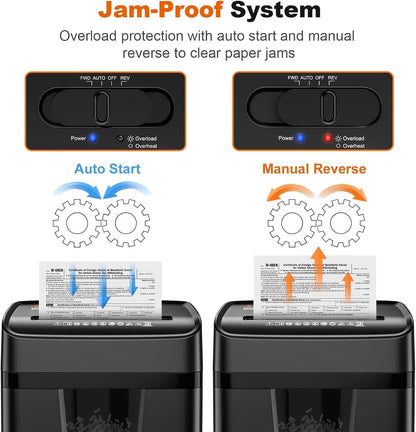 Bonsaii Paper Shredder for Home Office, 12-Sheet Heavy Duty Cross Cut Shredders for Home with 5.5 Gal Pullout Bin, Paper Shredding Machine for Document/CD/Credit Card,P-4 Security(C282-A New Version)