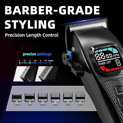 Ufree Professional Hair Clippers for Men, Barber-Grade Cordless Clipper & Trimmer Set with LCD Display & Long Lasting Power, Hair Cutting Tools for Home Haircuts, Fading, Beard Trimming